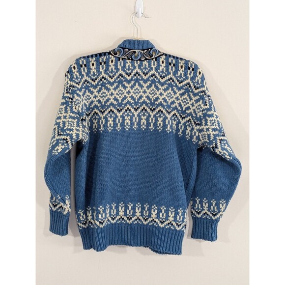 Vtg Devold Fair Isle Blue Sweater Cardigan Norway 100% New Wool Women’s Size M - Picture 10 of 10
